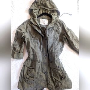 Eddie Bauer Army Green Women's Utility Canvas 3-Season Jacket Cotton Linen Sz M